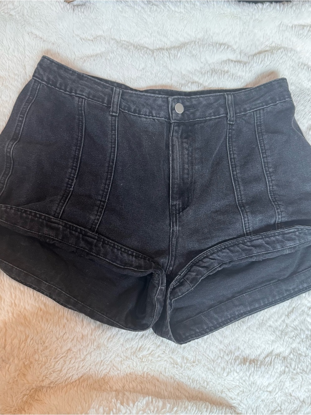 Buckle Black High-Rise Denim Shorts